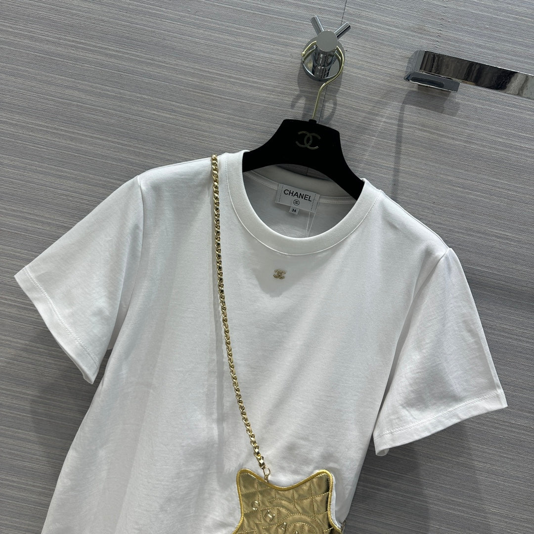 CHA* 24 early spring new product 3D diagonal hanging star T-shirt