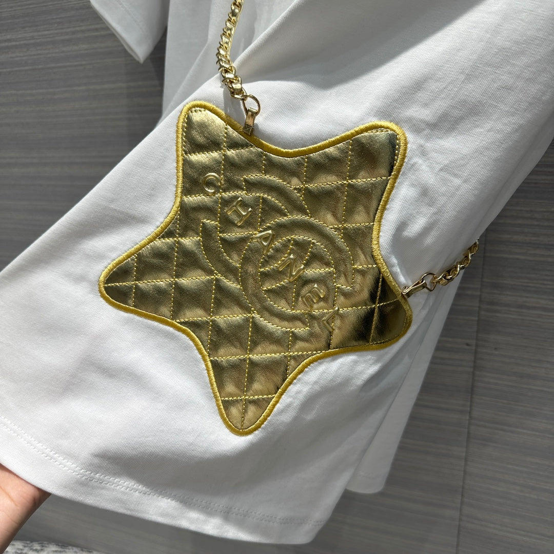 CHA* 24 early spring new product 3D diagonal hanging star T-shirt