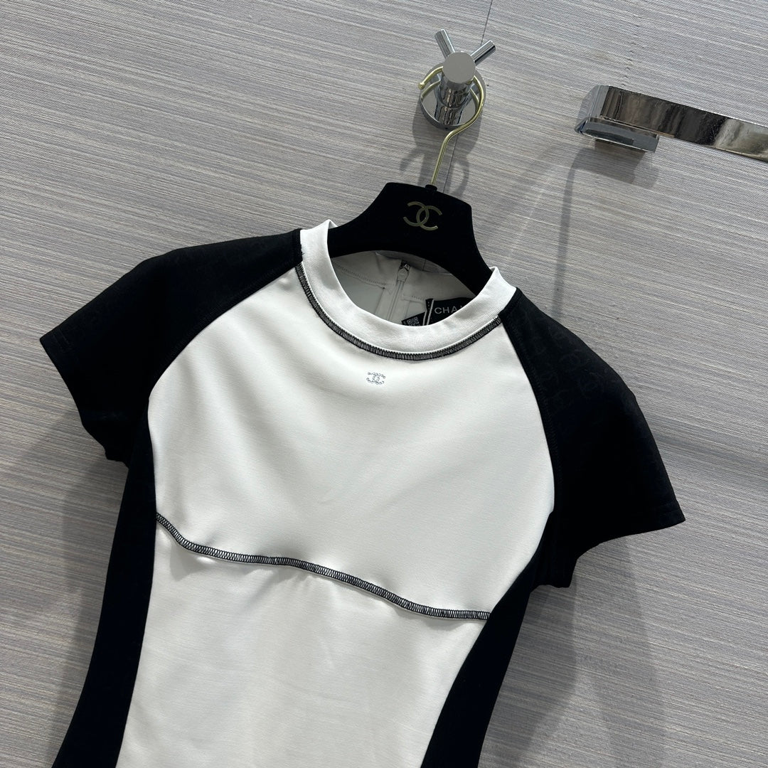 CHA* 23 early spring black and white panda T-shirt