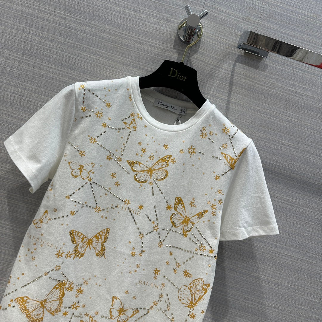 DI*24 early spring hot diamond shiny printed T-shirt
