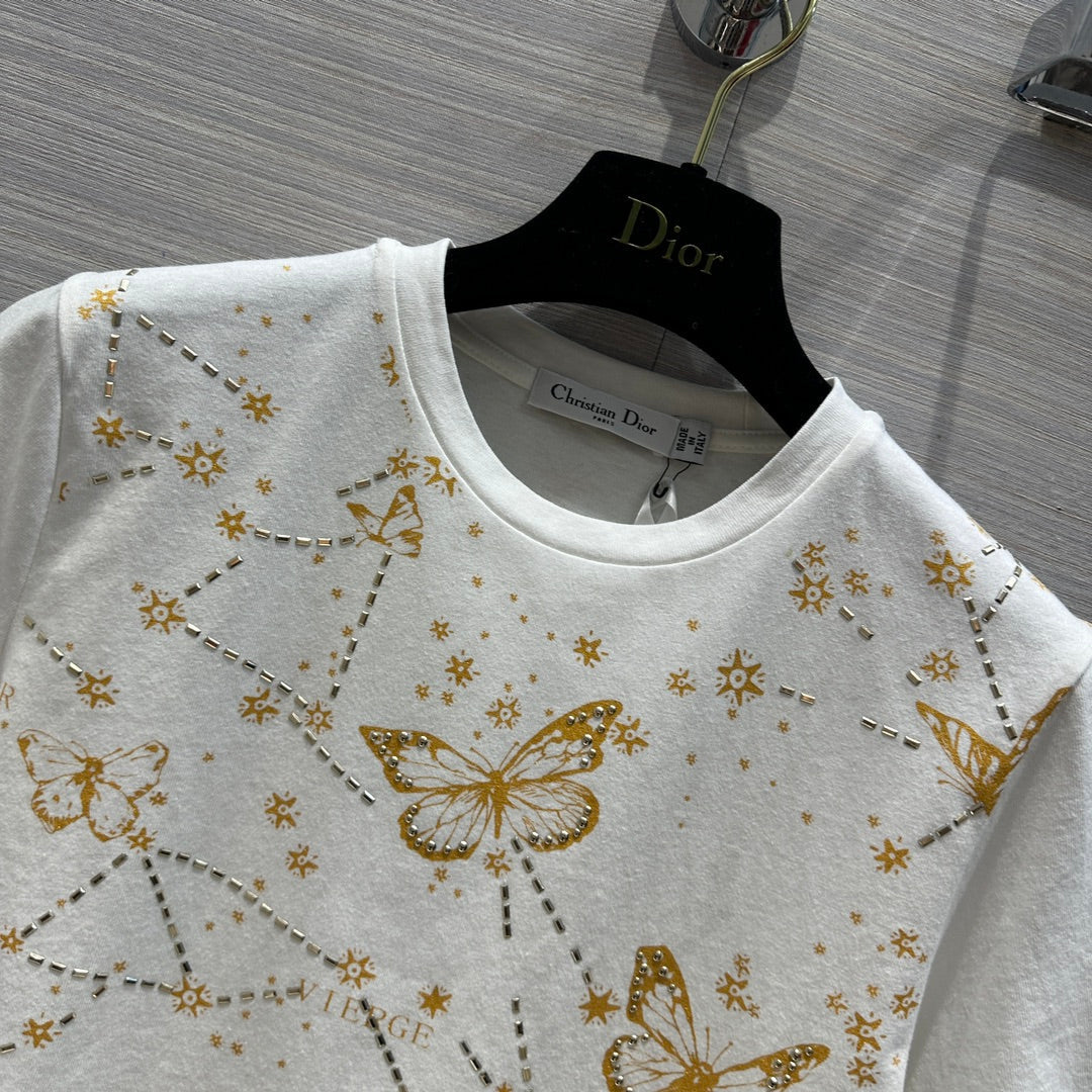 DI*24 early spring hot diamond shiny printed T-shirt