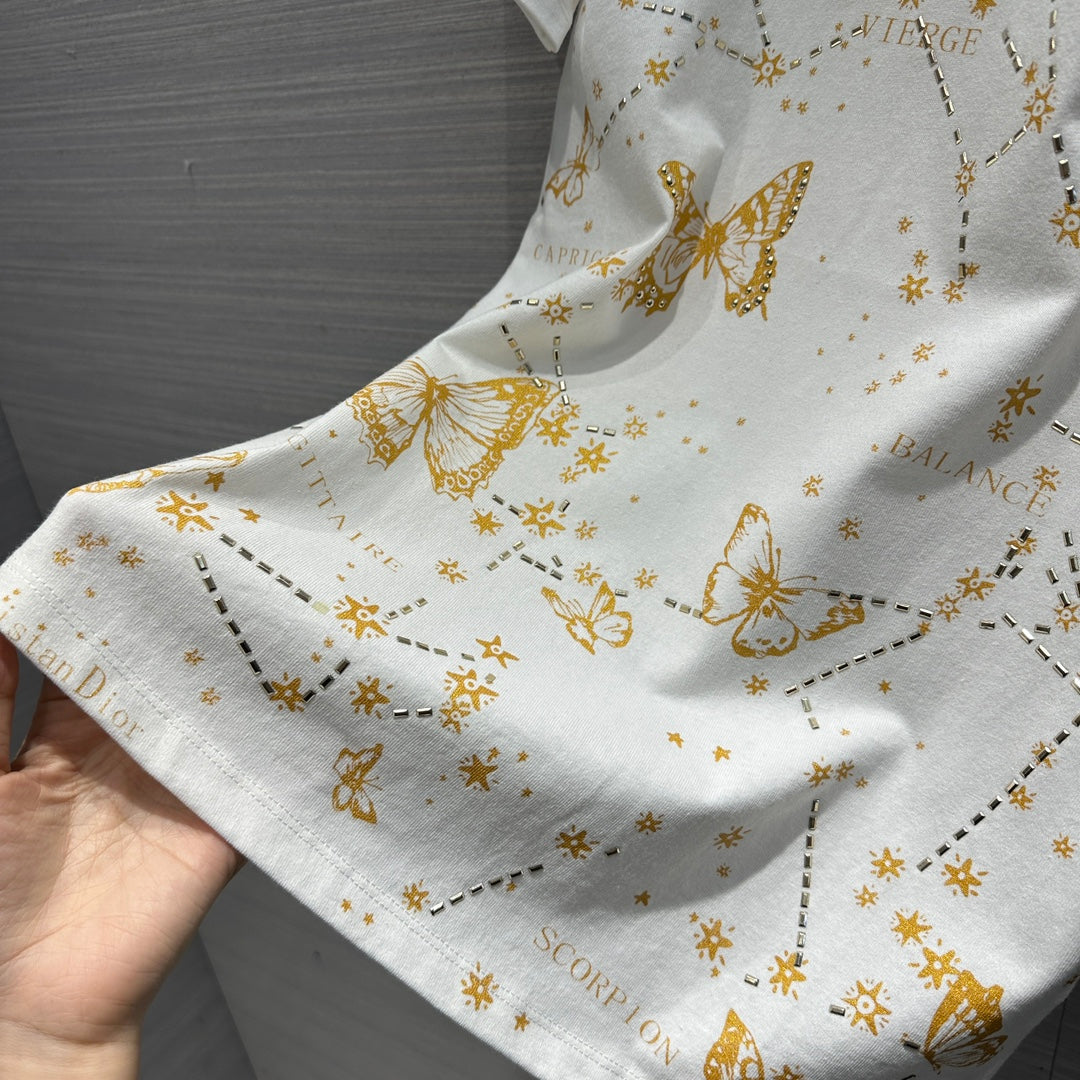 DI*24 early spring hot diamond shiny printed T-shirt