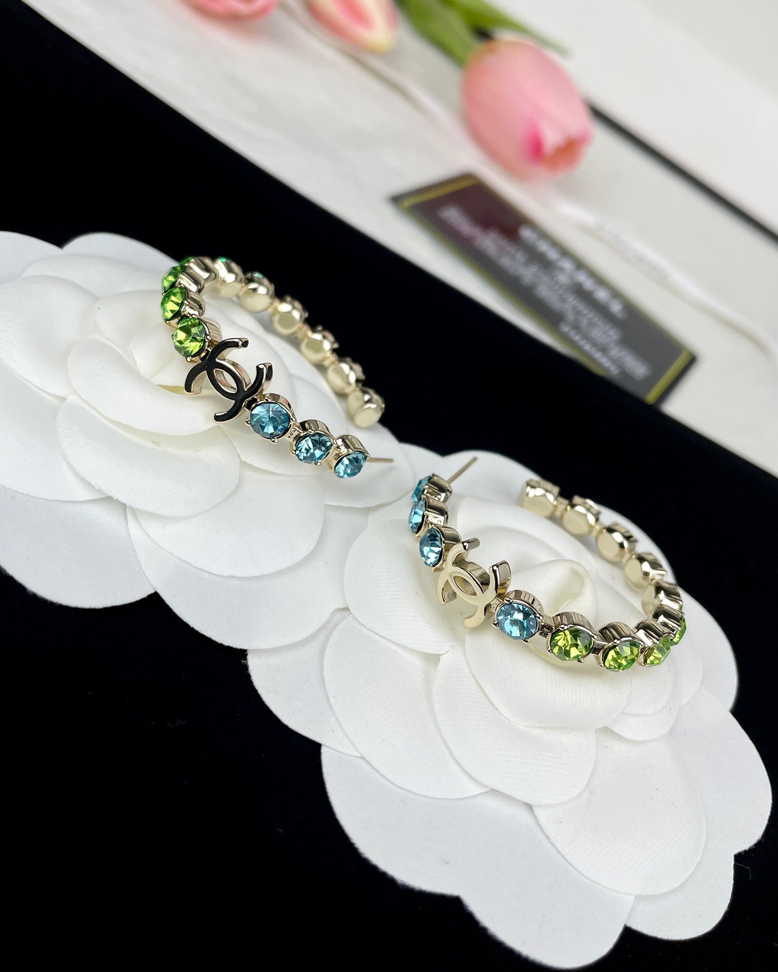 CHA* 24 new rhinestone hoop earrings