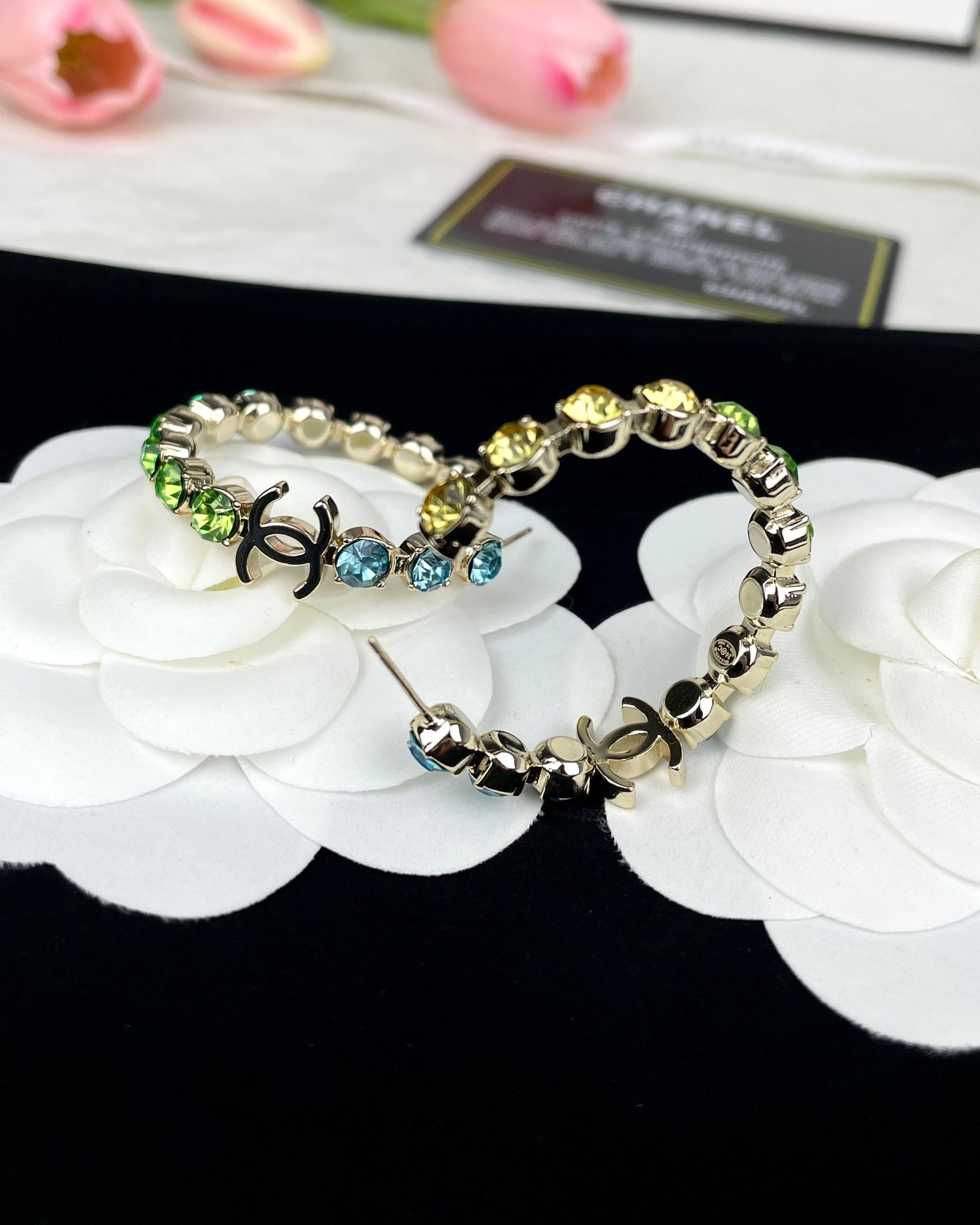 CHA* 24 new rhinestone hoop earrings