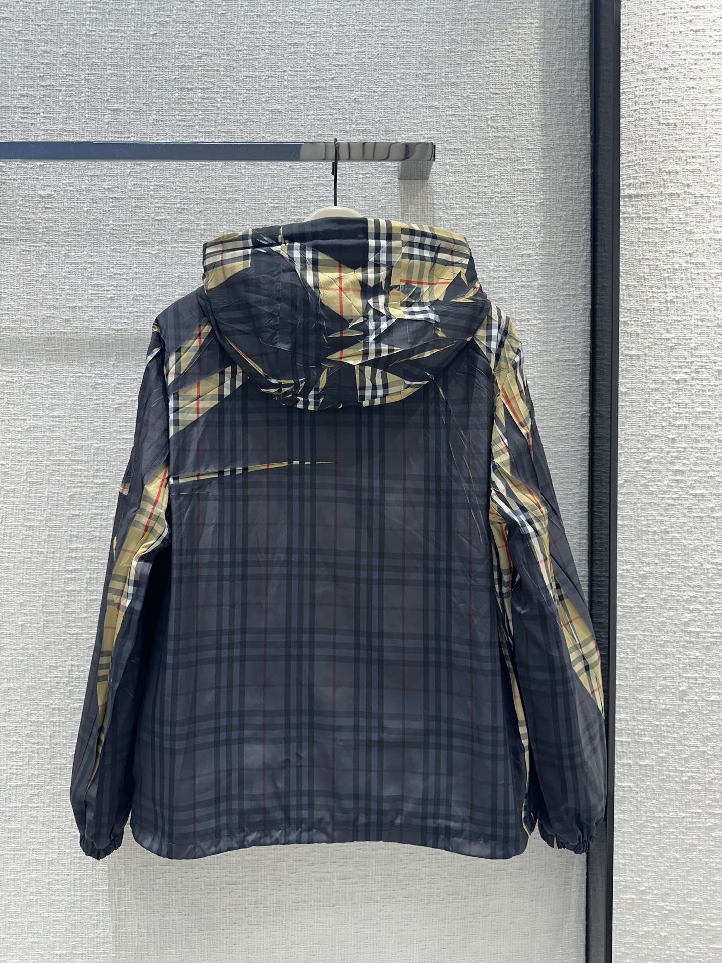 BURBEN* 24 new sliced plaid hooded jacket