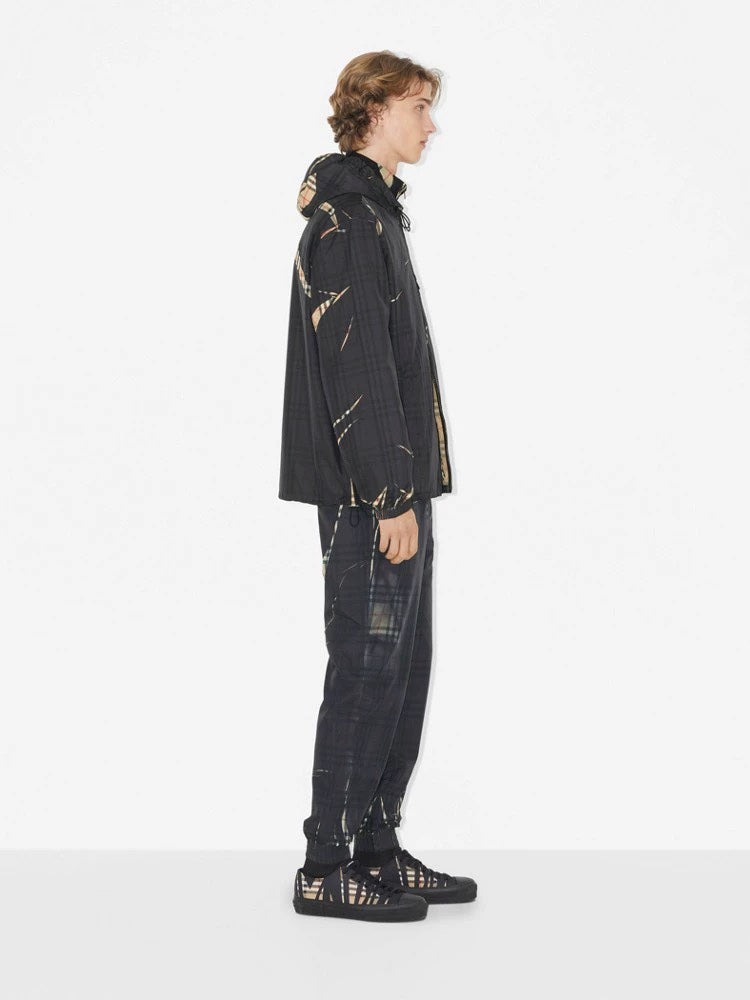 BURBEN* 24 new sliced plaid hooded jacket