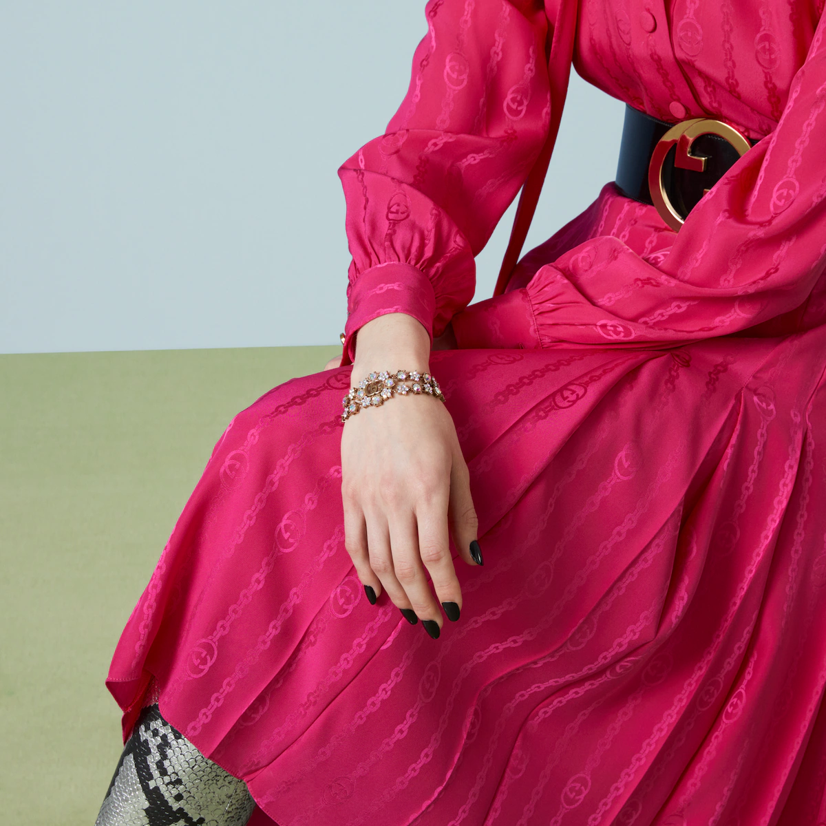 Double G Crystal Flower Bracelet