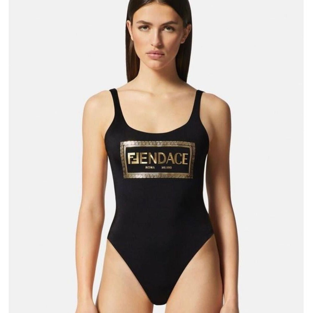 New Graphic Print U-Neck Open Back One Piece Swimsuit