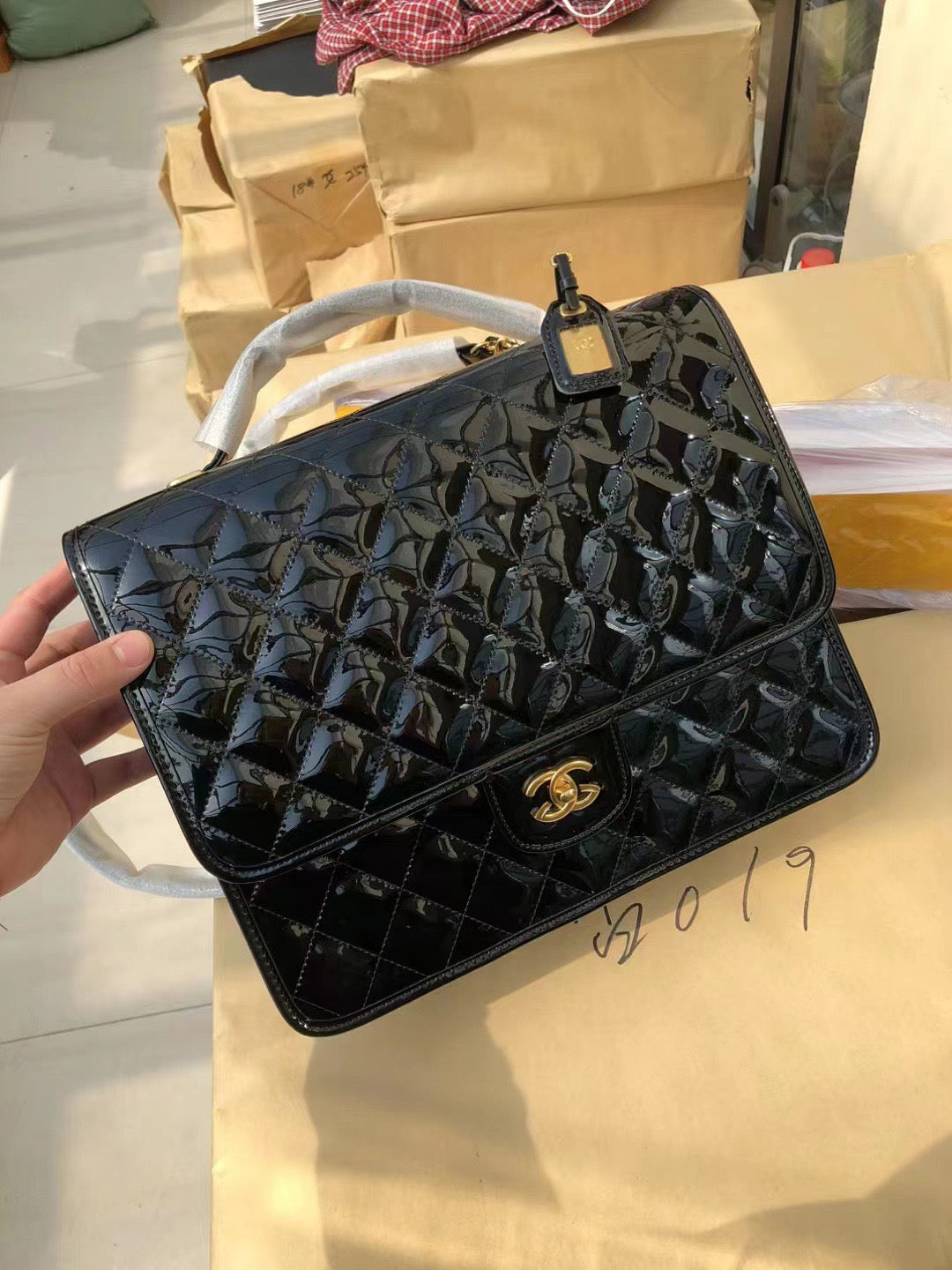 C   Patent Leather Handbag