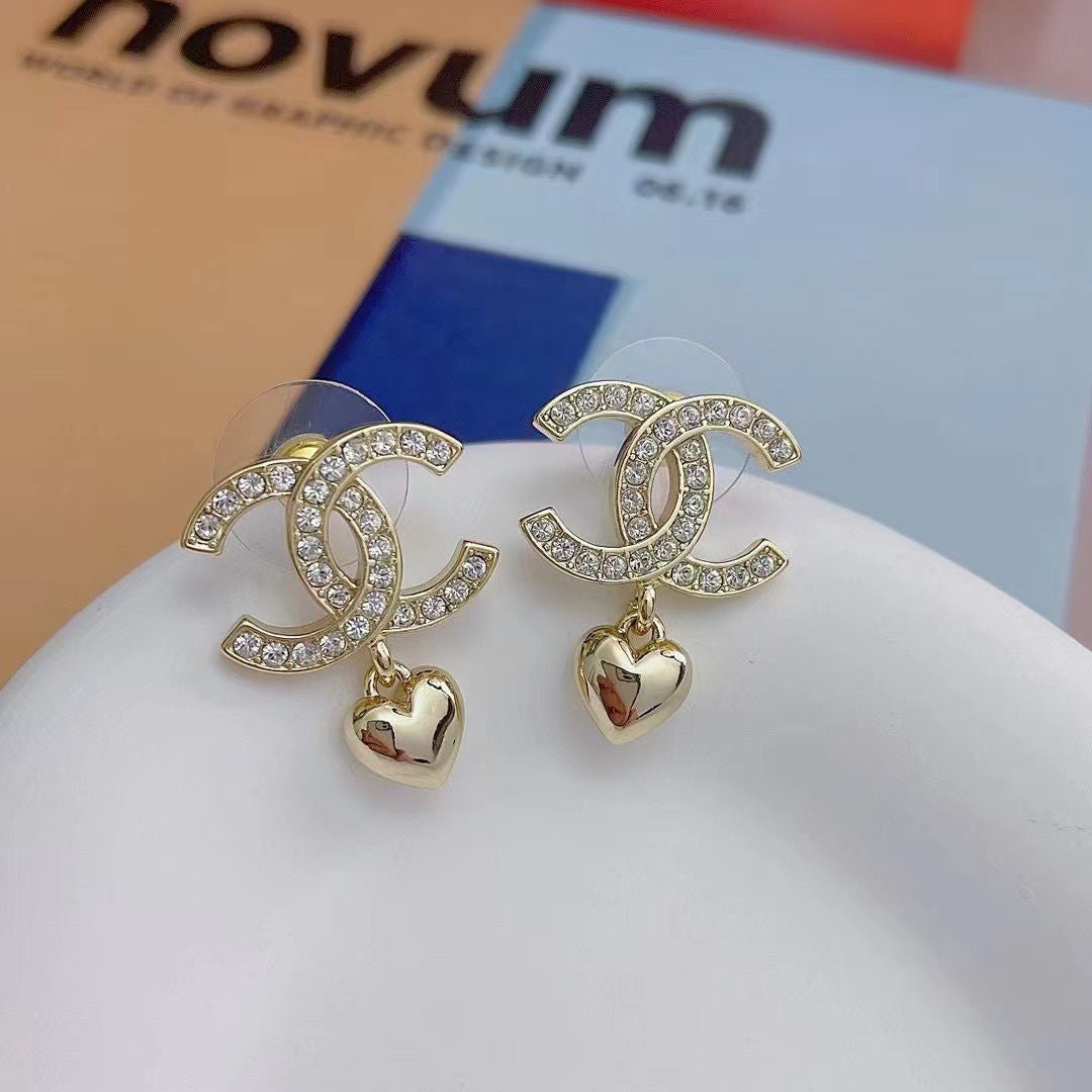 C  Heart Dangle Earrings