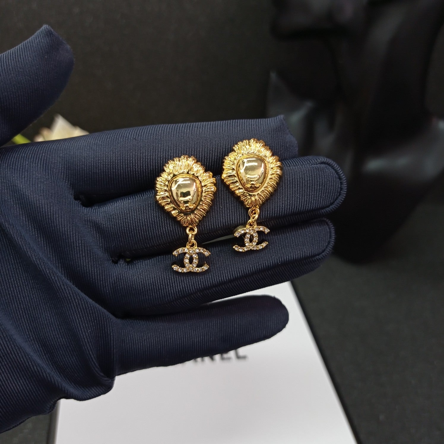 C  lion head earrings