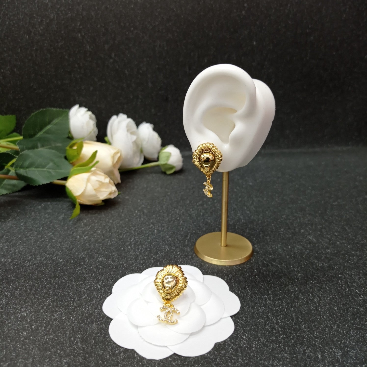 C  lion head earrings