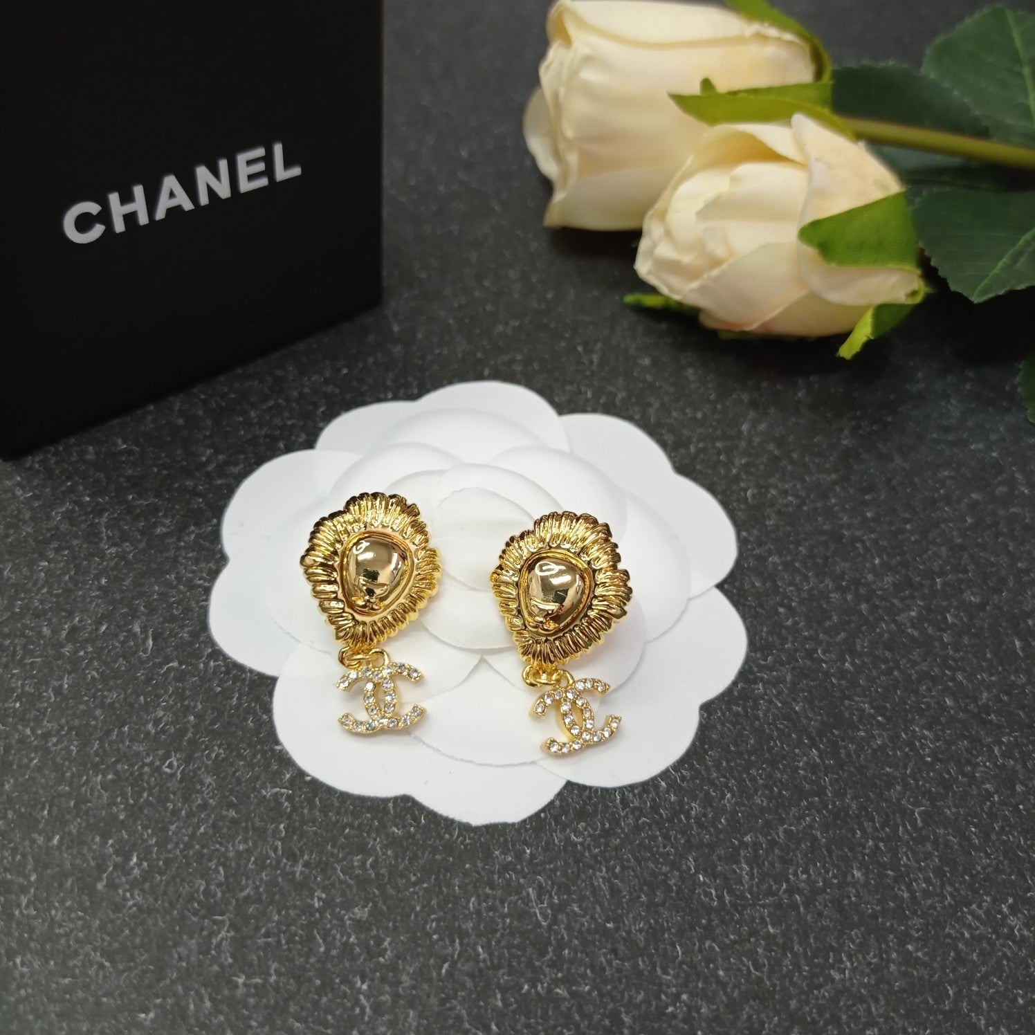 C  lion head earrings