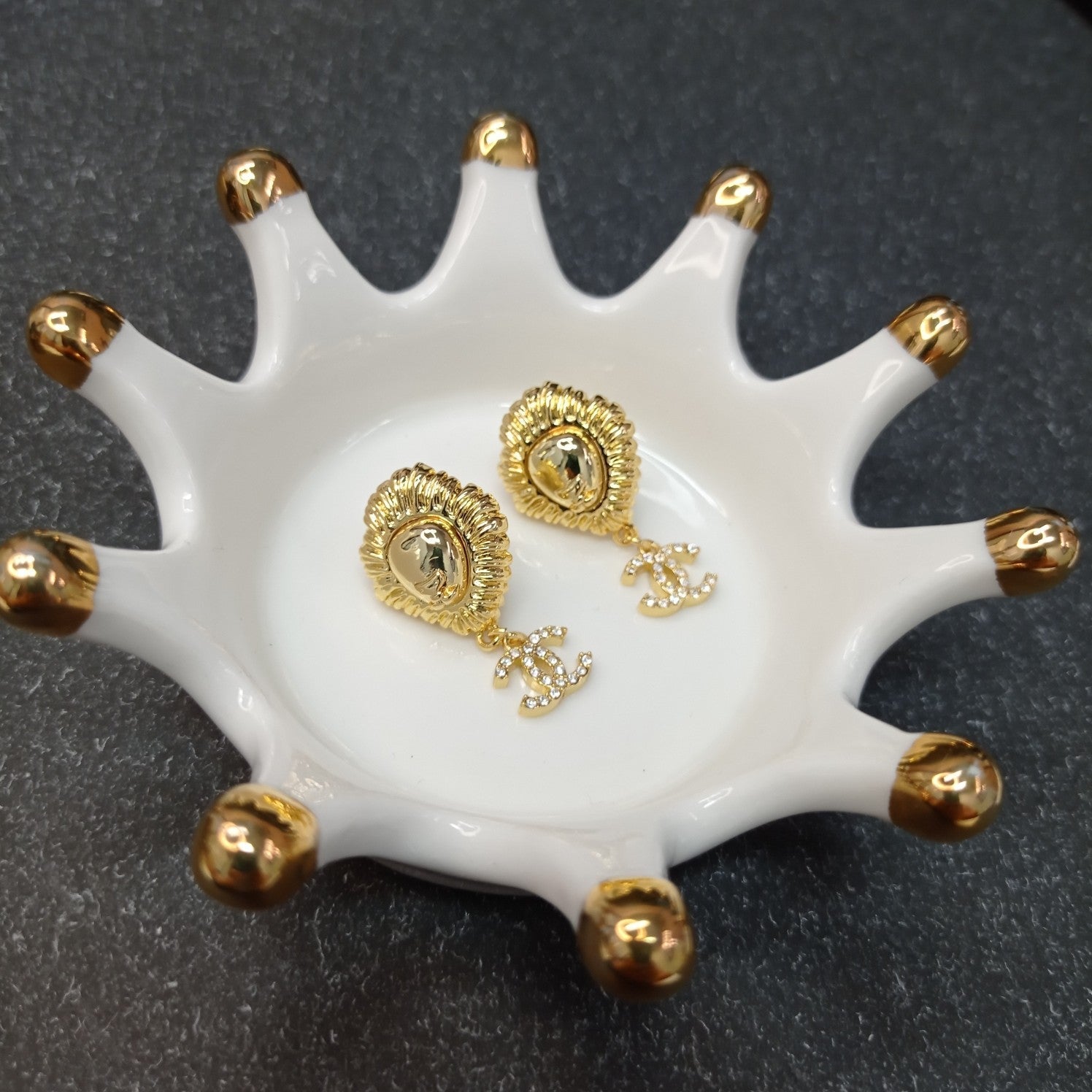 C  lion head earrings