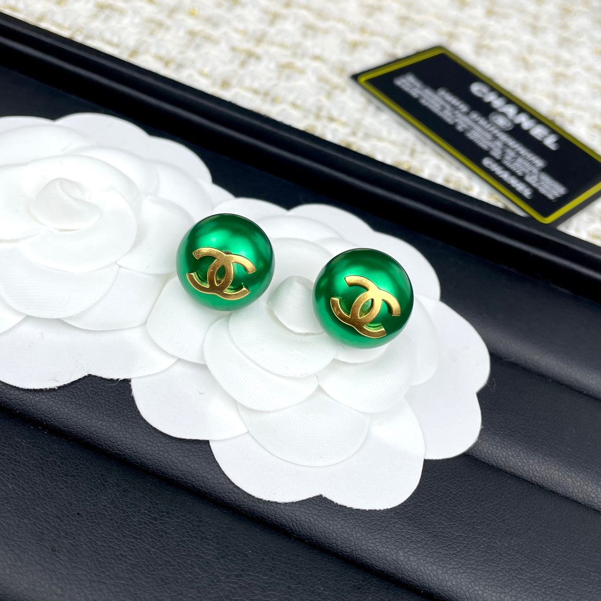 C new green earrings