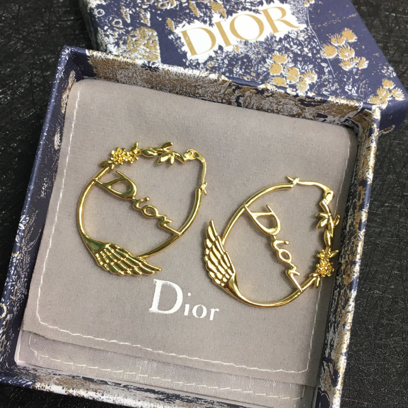 D  new wing letter earrings