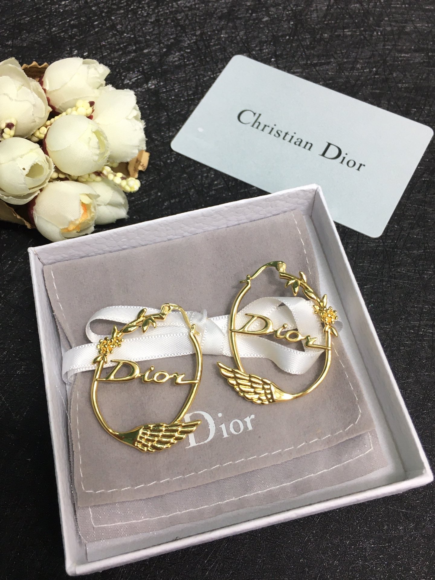 D  new wing letter earrings