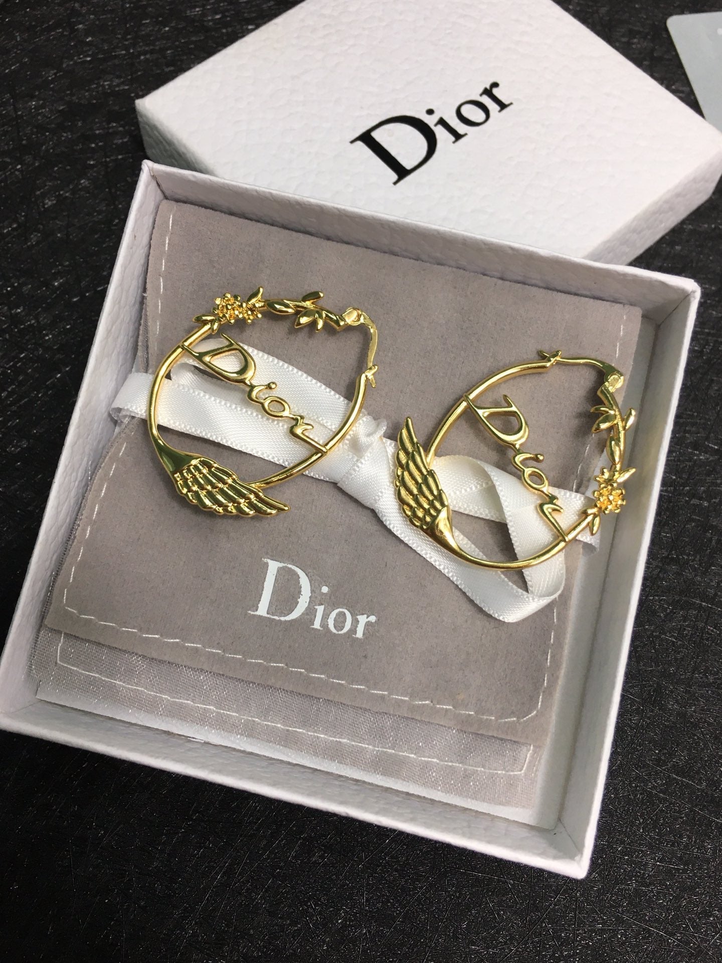 D  new wing letter earrings