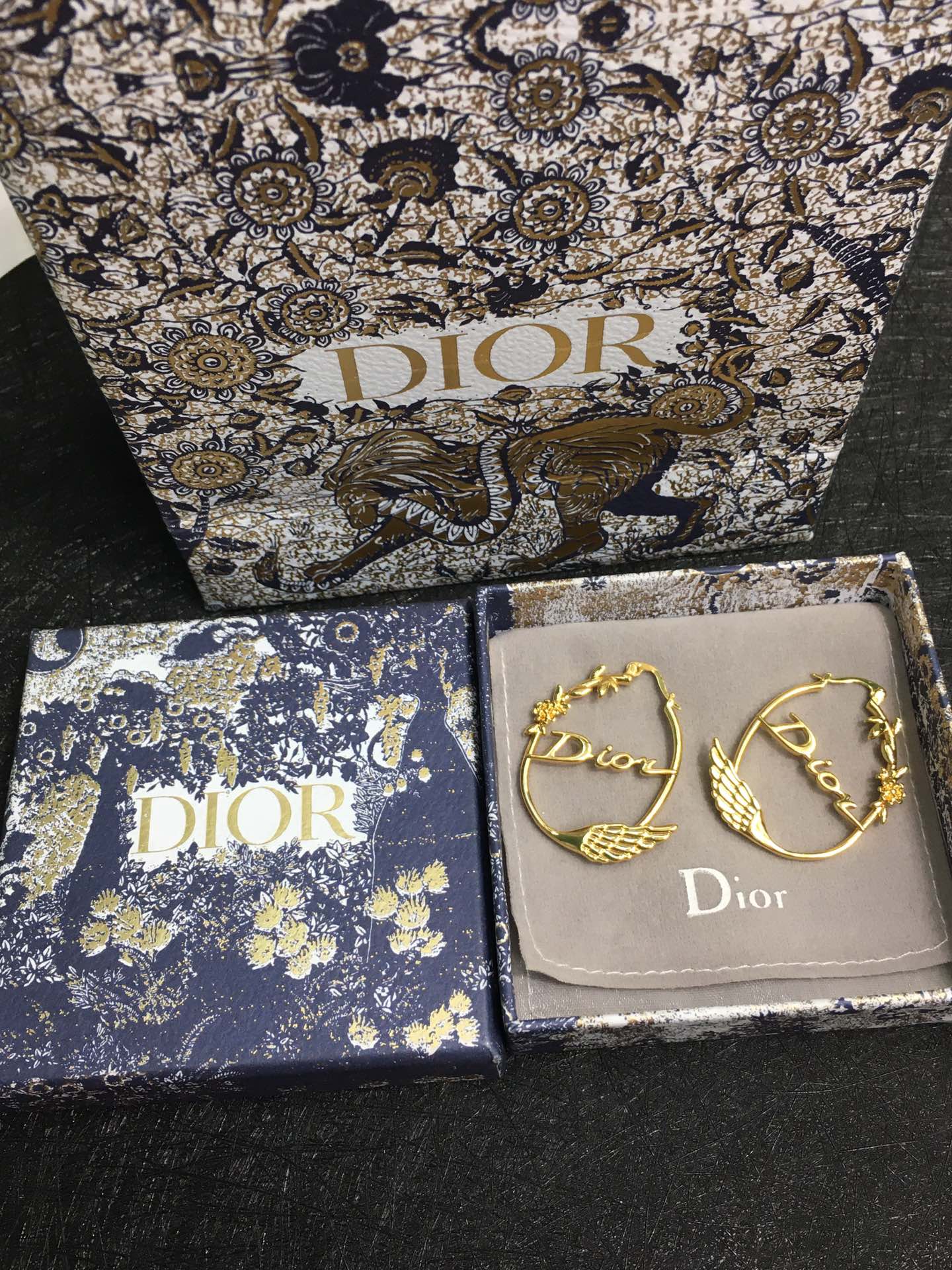 D  new wing letter earrings