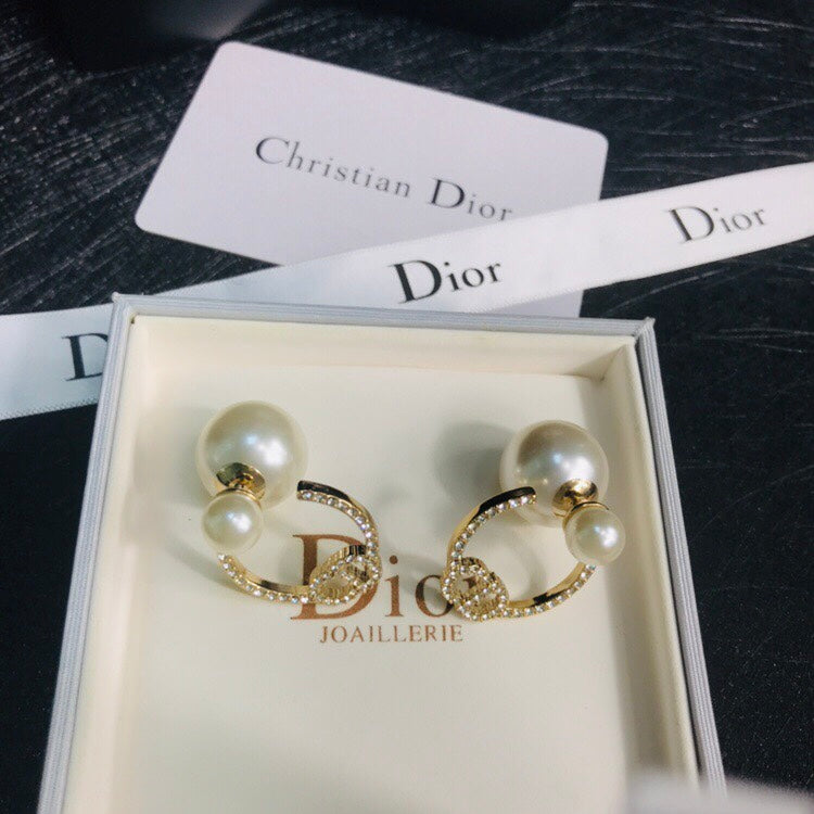 D  new large and small pearl hoop earrings