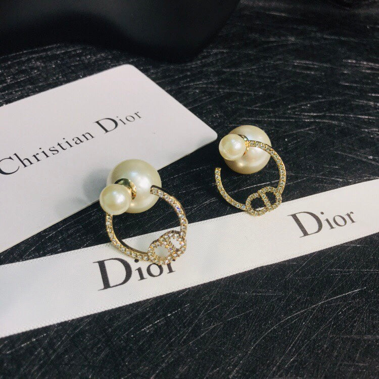 D  new large and small pearl hoop earrings