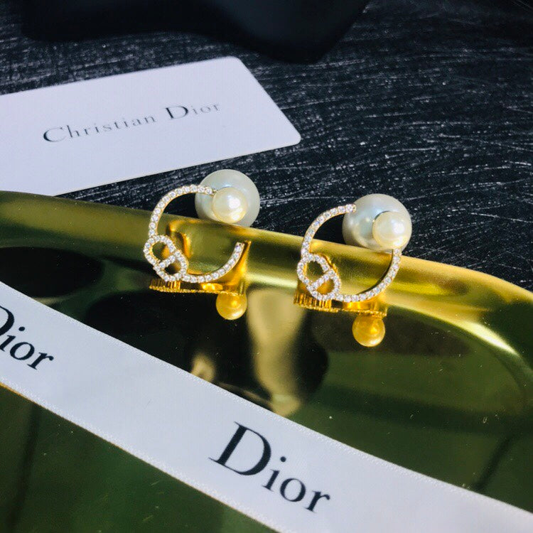 D  new large and small pearl hoop earrings