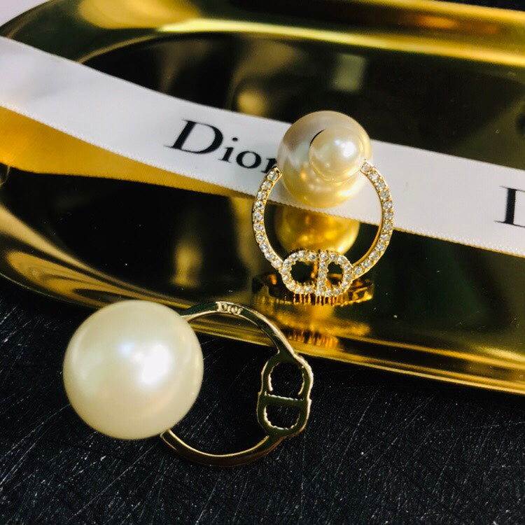 D  new large and small pearl hoop earrings