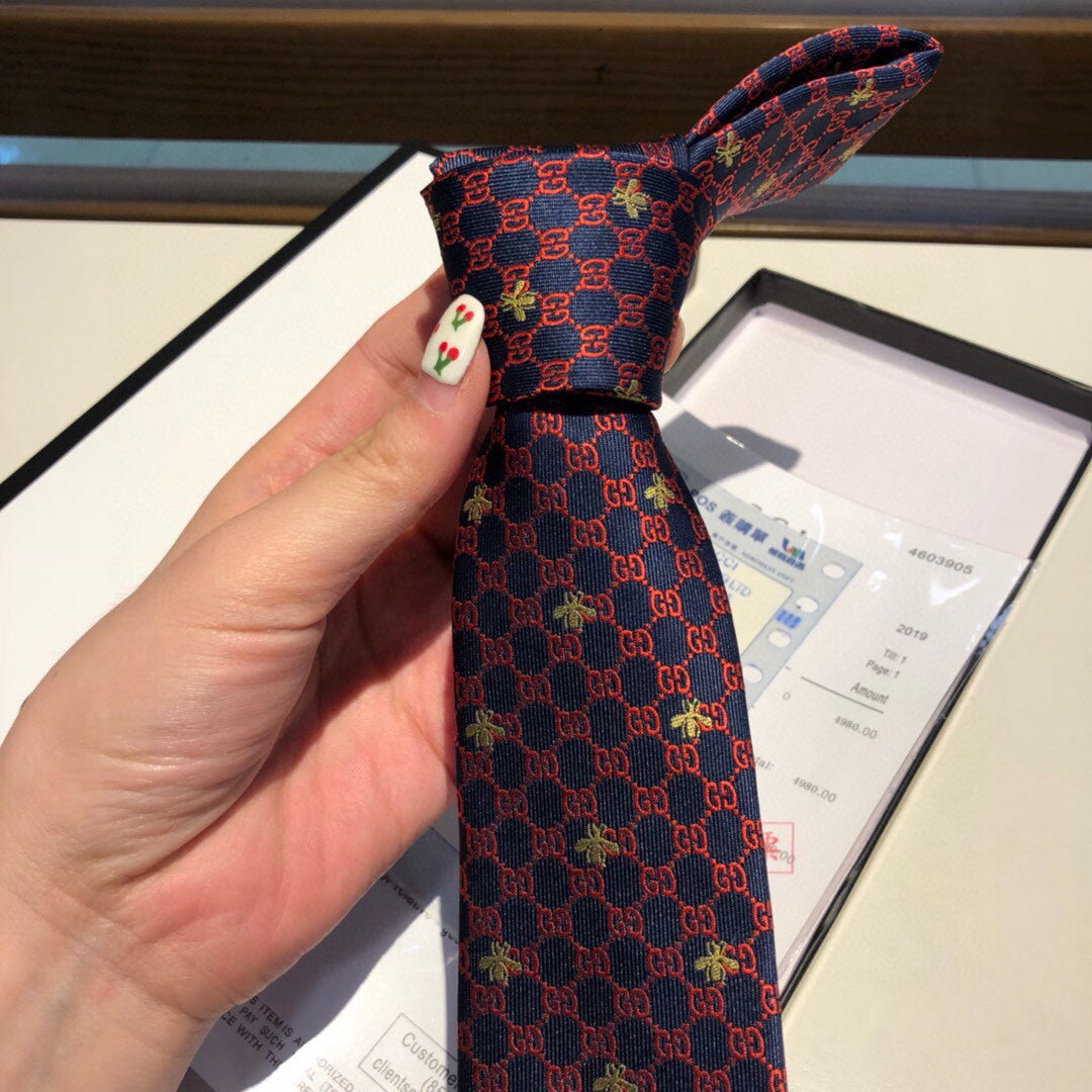 Men's silk tie with all-over interlocking G pattern
